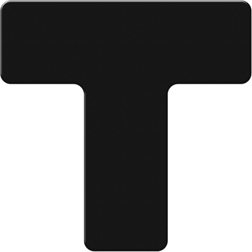 Armor Stripe Lean/5S Markers, T, 6" L x 6" W, Black, Plastic Equipex