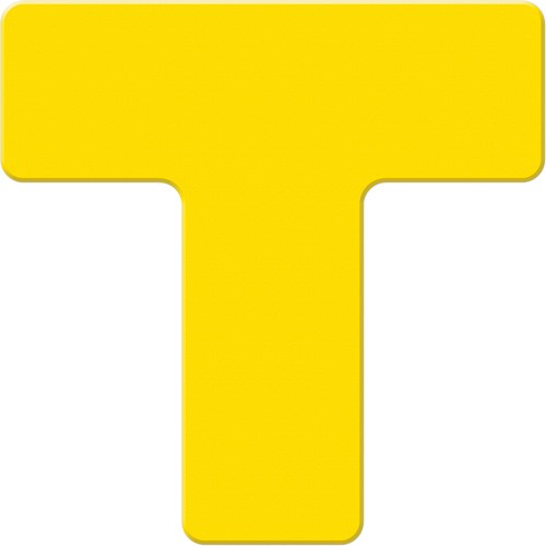Armor Stripe Lean/5S Markers, T, 6" L x 6" W, Yellow, Plastic Equipex