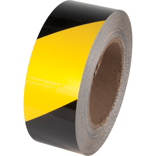 Tuff Mark&reg; Floor Marking Tape, 2" x 100', Polyester, Black and Yellow Equipex