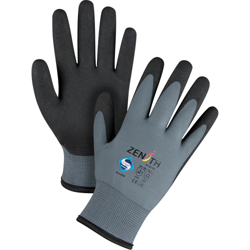 Gants enduits de premi&egrave;re qualit&eacute; ZX-30°, 8/Moyen, R&ecirc;vetement PVC, Calibre 15, Enveloppe en Nylon Equipex
