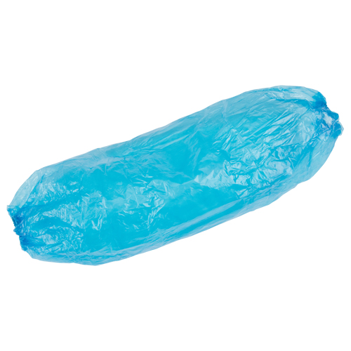 Manchettes jetables, Longueur de 18", Poly&eacute;thyl&egrave;ne, Bleu Equipex