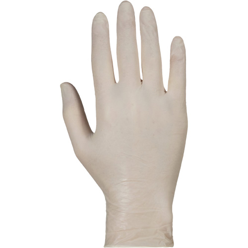 Gants jetables de calibre examen m&eacute;dical KeepKleen, Grand, Latex, 5 mils, Sans poudre, Blanc, Classe 2 Equipex