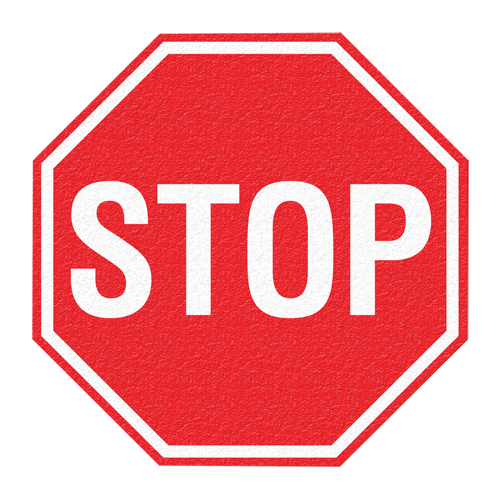 Panneau de signalisation au sol  Stop , Adh&eacute;sif, Anglais avec pictogramme Equipex