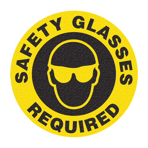 Panneau de signalisation au sol  Safety Glasses , Adh&eacute;sif, Anglais avec pictogramme Equipex