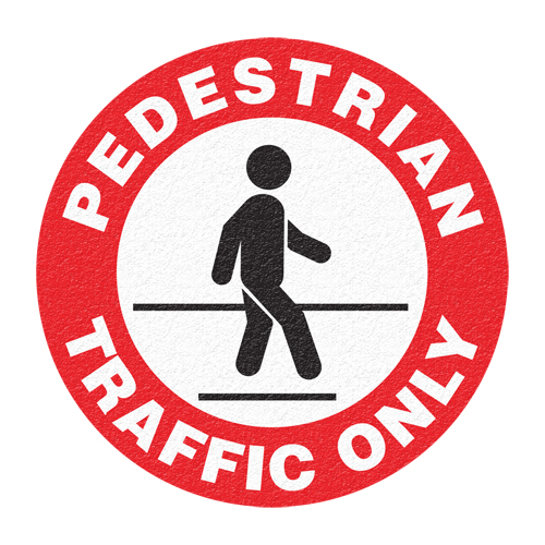 Panneau de signalisation au sol  Pedestrian Traffic Only , Adh&eacute;sif, Anglais avec pictogramme Equipex