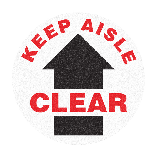 Panneau de signalisation au sol  Keep Aisle Clear , Adh&eacute;sif, Anglais avec pictogramme Equipex