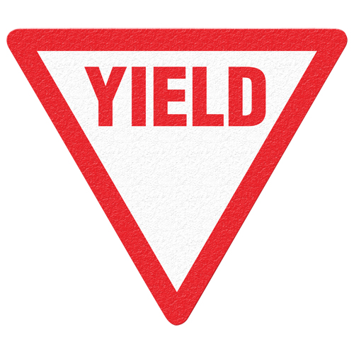 Panneau de signalisation au sol  Yield , Adh&eacute;sif, Anglais avec pictogramme Equipex