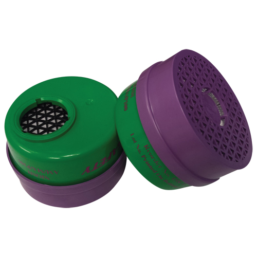 Cartouche pour respirateur, Combinaison cartouche et filtre contre les particules pour gaz/vapeurs, Ammoniac/M&eacute;thylamine/Filtre P100 Equipex