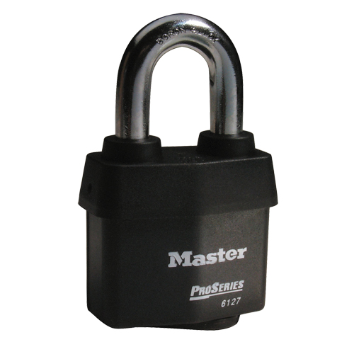 ProSeries&reg; Weather Tough&reg; Padlock, Black, Keyed Different, Laminated Steel, 2-5/8" Width Equipex