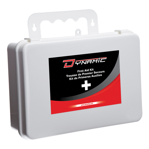 Trousse de premiers soins pour bureau Dynamic, Dispositif m&eacute;dical Classe 1, Boîte en plastique Equipex
