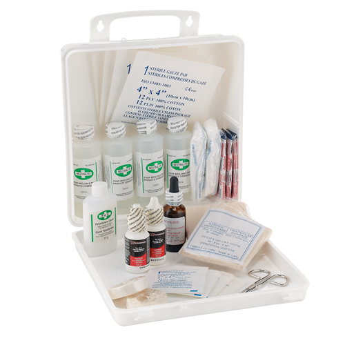 Trousse de premiers soins des brûlures pour soudeurs Dynamic, Dispositif m&eacute;dical Classe 1, Boîte en plastique Equipex