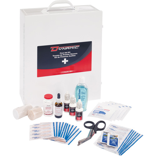 Trousse de premiers soins industrielle pour usage g&eacute;n&eacute;ral Dynamic, Dispositif m&eacute;dical Classe 1, Boîte en m&eacute;tal Equipex