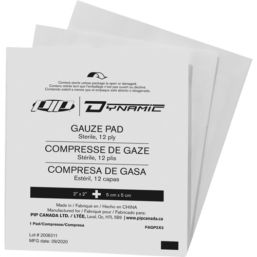 Gaze Dynamic, Tampon, 2" lo x 2" la, St&eacute;rile, Dispositif m&eacute;dical Classe 1 Equipex