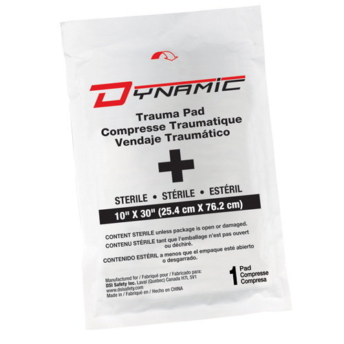 Pansement de trauma Dynamic, Tampon, 10" lo x 30" la, St&eacute;rile, Dispositif m&eacute;dical Classe 1 Equipex