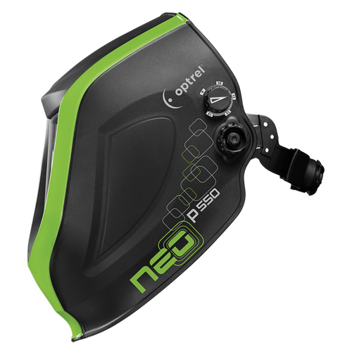 Masque de soudage P550, 3,94" lo x 1,97" la Champ de vision, Teinte 4/9 - 13, Noir/Vert Equipex