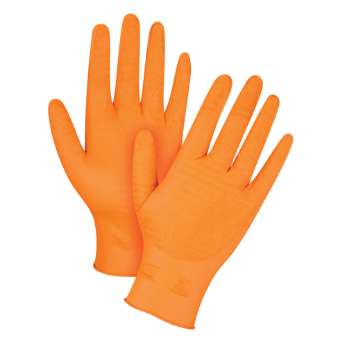 Gants de poids lourd Gripper, Moyen, Nitrile, 7 mils, Sans poudre, Orange Equipex
