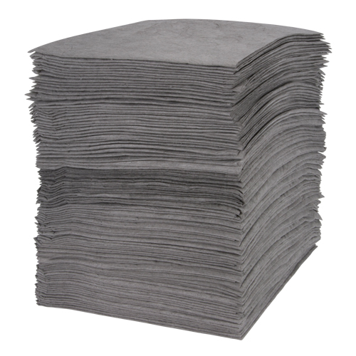 Feuilles absorbantes souffl&eacute;es de premi&egrave;re qualit&eacute;, Universel, 15" x 18", 30 gal. d'absorption Equipex