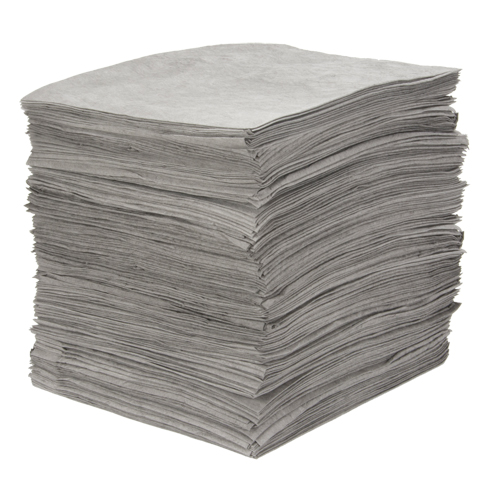 Premium Meltblown Sorbent Pads, Universal, 15" x 18", 25 gal. Absorbancy Equipex