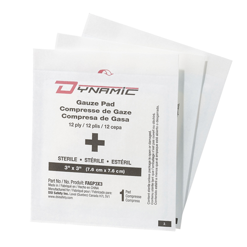 Gaze Dynamic, Tampon, 3" lo x 3" la, St&eacute;rile, Dispositif m&eacute;dical Classe 1 Equipex
