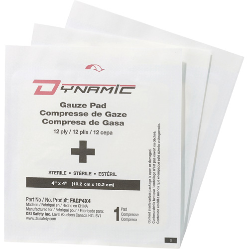 Dynamic Gauze, Pad, 4" L x 4" W, Sterile, Medical Device Class 1 Equipex
