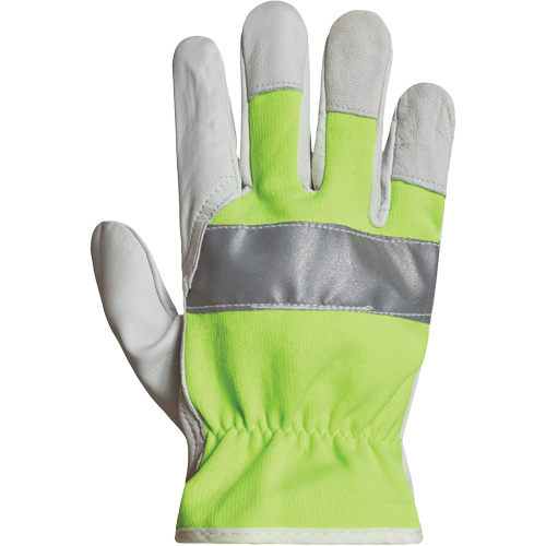 Gants de conducteur haute visibilit&eacute; avec bandes r&eacute;fl&eacute;chissantes Endura, 3T-Grand, Paume en Cuir fleur de ch&egrave;vre Equipex