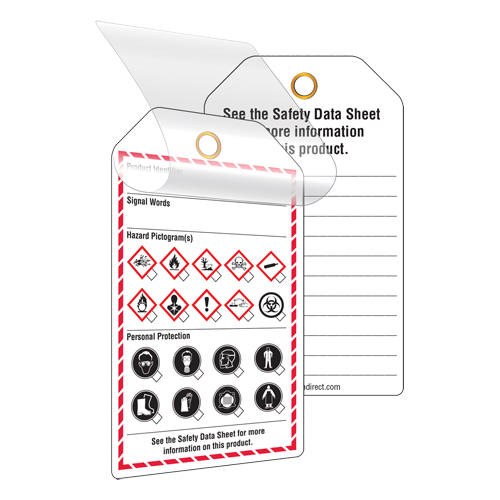 &eacute;tiquettes auto-plastifiantes pour le milieu de travail, Papier cartonn&eacute;, 3-3/8" la x 5-3/4" h, Anglais Equipex