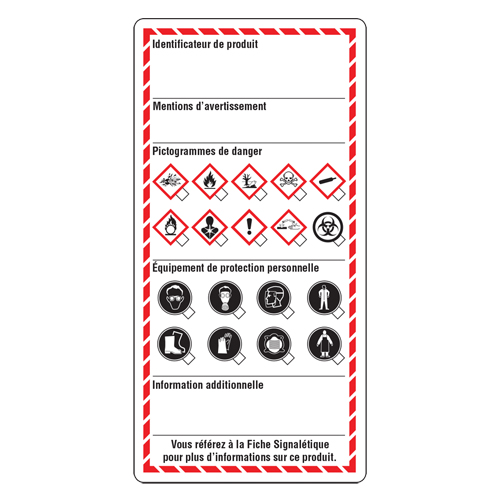 &eacute;tiquettes pour le milieu de travail, Papier cartonn&eacute;, 3" la x 6" h, Français Equipex