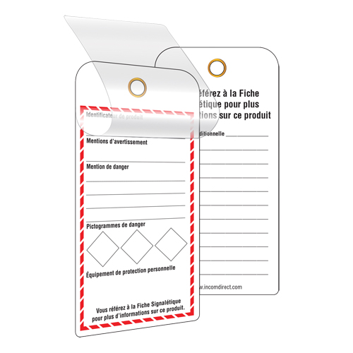 &eacute;tiquettes SGH auto-plastifiantes pour le milieu de travail, Papier cartonn&eacute;, 3" la x 6" h, Français Equipex