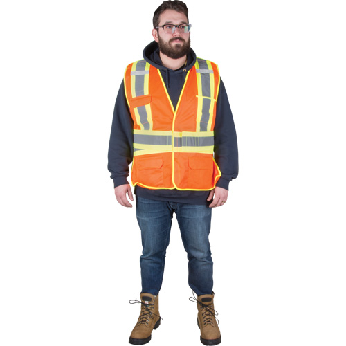 Veste d'arpenteur r&eacute;sistante aux flammes, Orange haute visibilit&eacute;, Moyen, Polyester Equipex