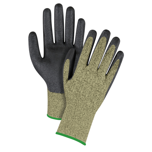 Black & Yellow Seamless Stretch Cut-Resistant Gloves, Size Medium/8, 13 Gauge, Foam Nitrile Coated, Aramid Shell, ASTM ANSI Level A6 Equipex
