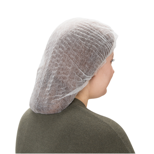 Pleated Bouffant Cap, Polypropylene, 24", White Equipex
