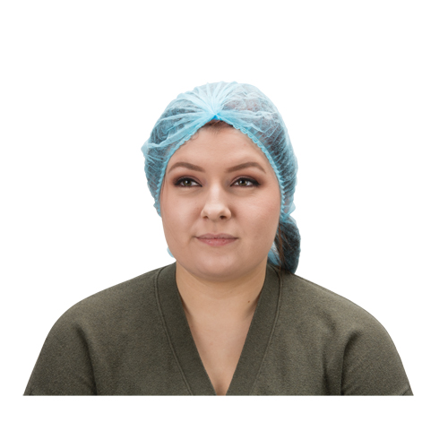 Pleated Bouffant Cap, Polypropylene, 21", Blue Equipex