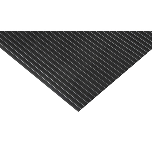 Tapis &agrave; nervures larges, Couloir, 3' x pi lin. x 1/8", Noir Equipex