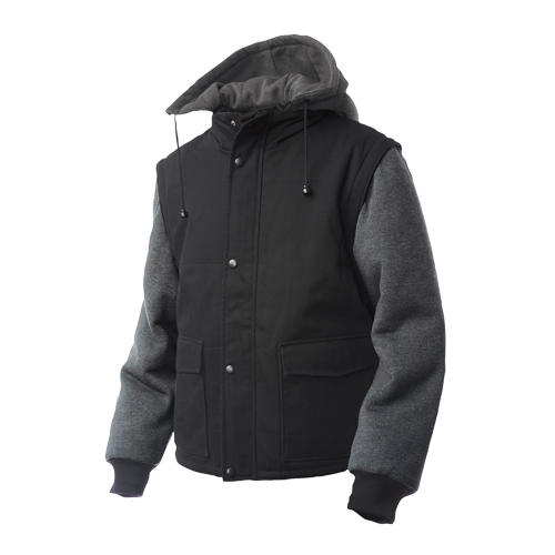 Manteau avec manches &agrave; fermeture &agrave; glissi&egrave;re, Hommes, Grand, Noir Equipex