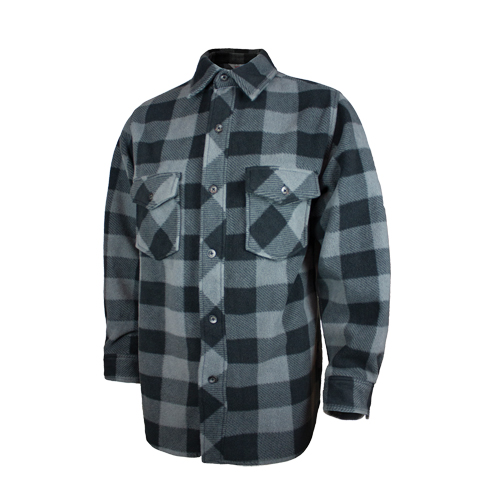 Plaid Solar Fleece Shirt, Men's, Large, Grey Equipex