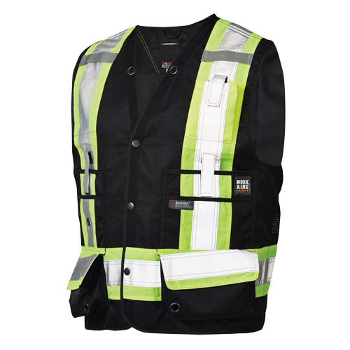 Surveyor Safety Vest, Black, Large, Polyester Equipex