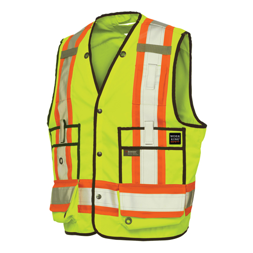 Surveyor Safety Vest, High Visibility Lime-Yellow, X-Large, Polyester Equipex