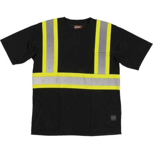 Short-Sleeved Safety T-Shirt with Pocket, Polyester, Large, Black Equipex