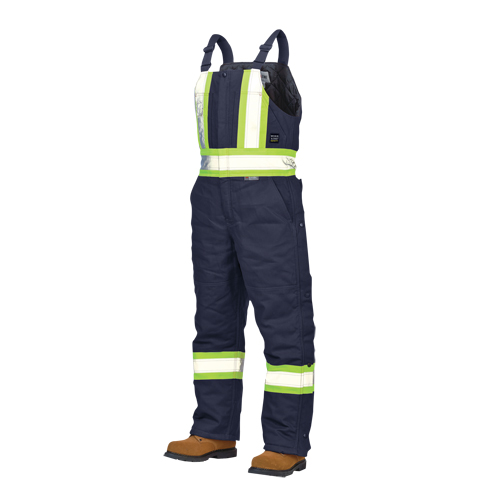 Duck Lined Safety Overalls, Cotton, Large, Navy Blue Equipex