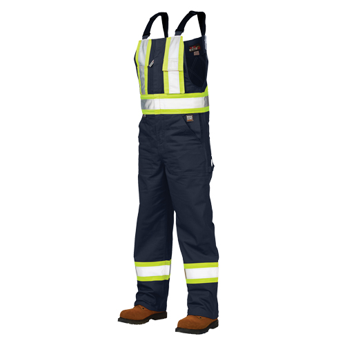 Unlined Safety Overalls, Poly-Cotton, Large, Navy Blue Equipex