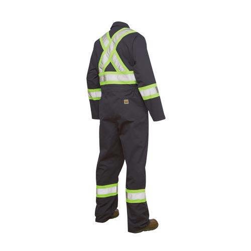 Unlined Safety Coveralls, Large, Navy Blue Equipex