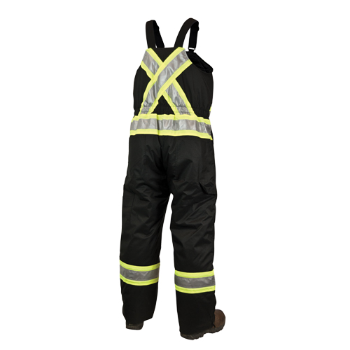 Lined Safety Overalls, Polyester/Polyurethane, Large, Black Equipex