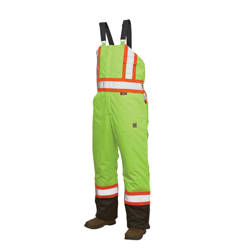 Lined Safety Overalls, Polyester/Polyurethane, Large, High Visibility Lime-Yellow Equipex