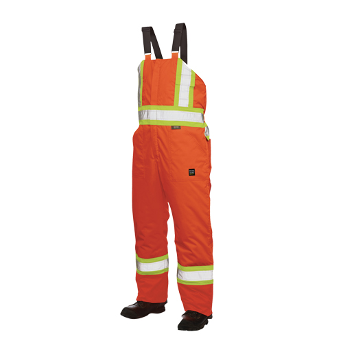 Lined Safety Overalls, Polyester/Polyurethane, Large, High Visibility Orange Equipex