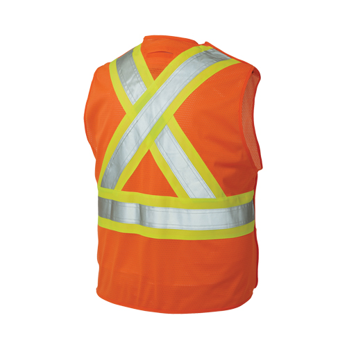 Veste de s&eacute;curit&eacute; d&eacute;tachable en cinq points, Orange haute visibilit&eacute;, Grand/T-Grand, Polyester Equipex