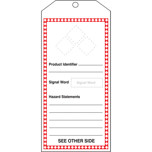 GHS Jumbo Safety Tag, Cardstock, 3-7/8" W x 8-1/2" H, English Equipex