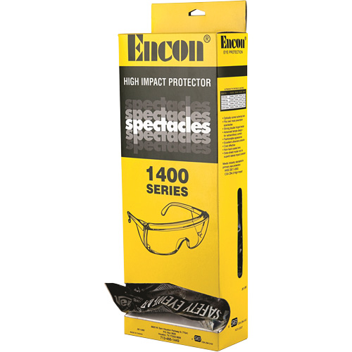Lunettes de s&eacute;curit&eacute; s&eacute;rie 1400 Veratti Tuff Spec avec boîte distributrice Encon, Lentille Transparent, ANSI Z87+/R&eacute;pond ou surpasse la norme CSA Z94.3 Equipex