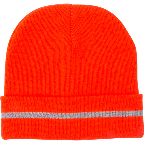 High Visibility Knit Hat with Reflective Stripe, High Visibility Orange, Acrylic Equipex