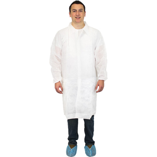 Sarreau de laboratoire, Polypropyl&egrave;ne, Blanc, Grand Equipex