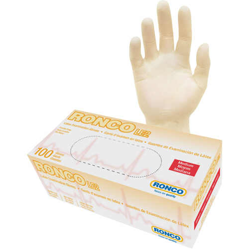 Disposable Gloves, Medium, Latex, 4-mil, Powder-Free, Natural, Class 2 Equipex